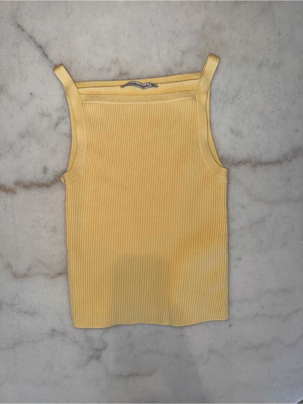 Abercrombie & Fitch Yellow Ribbed Square-Neck Tank
